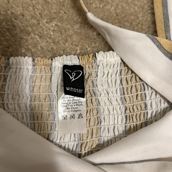 WINDSOR striped sun dress rouched back waist tie - size Small - Picture 6 of 8